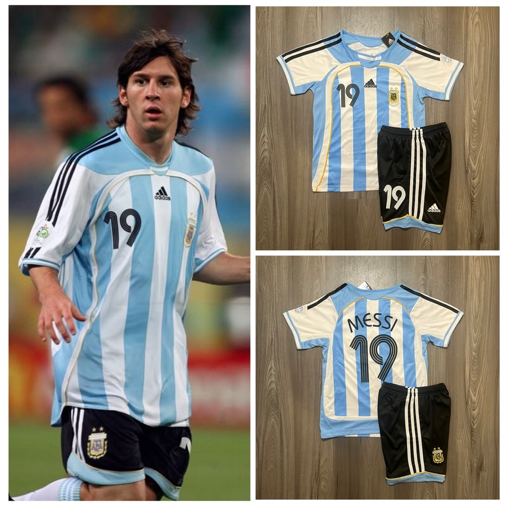 Messi #19 Argentina 2006 Home RETRO Kids Jersey Kit